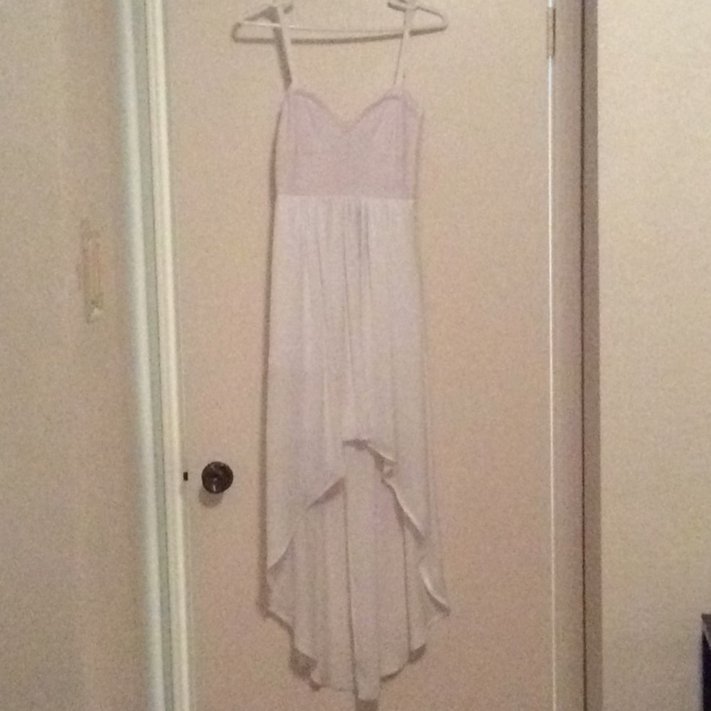 White High Low Dress with Straps